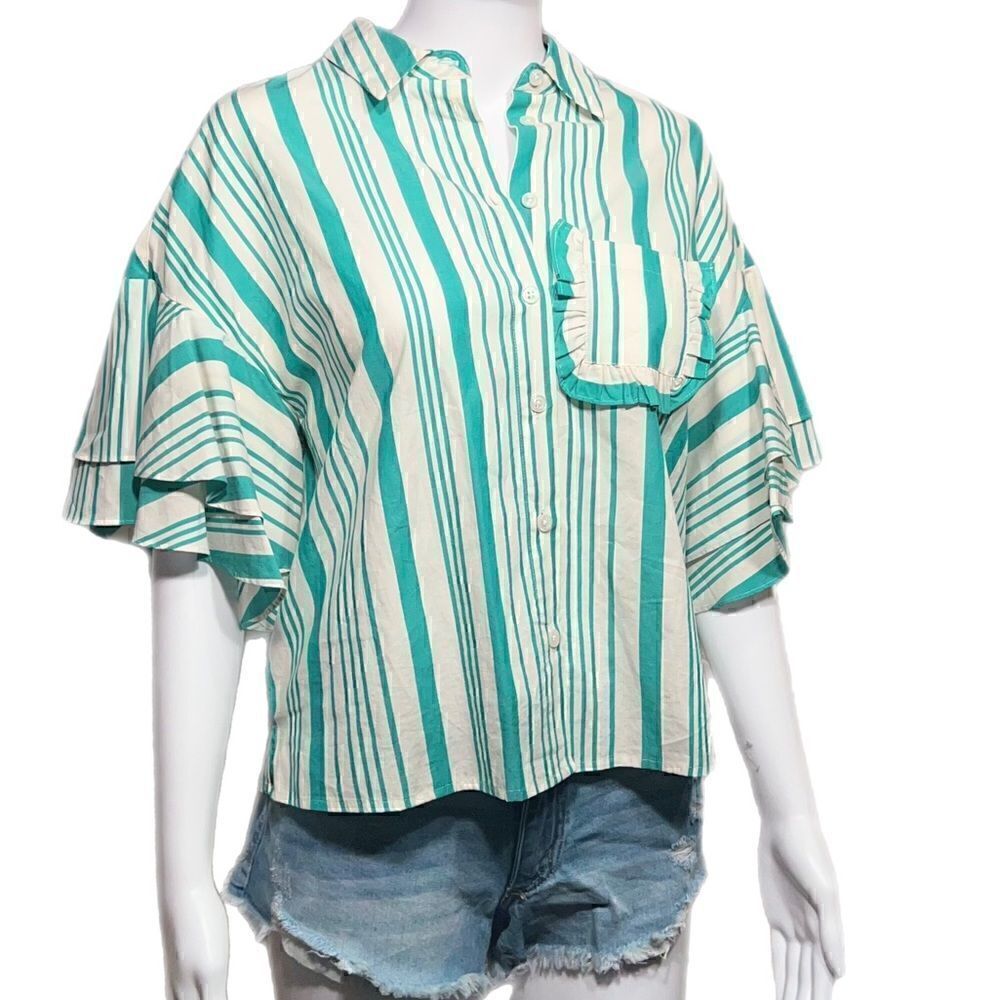 Retro Striped Button Down Shirt NWOT
